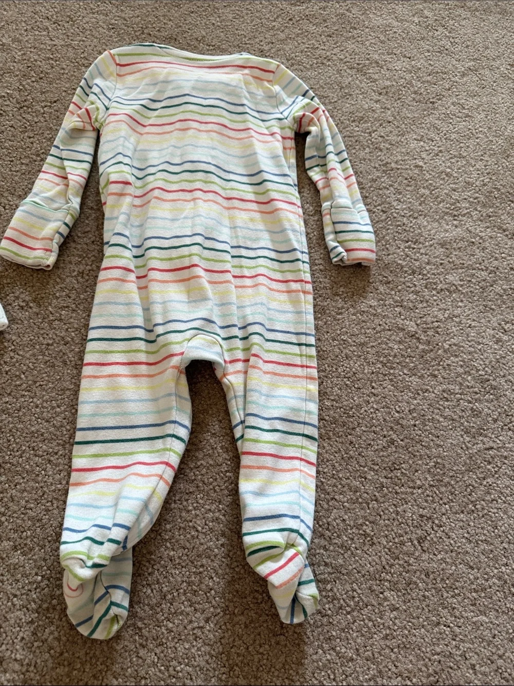 GAP Striped Footed One-Piece in White with Multicolor Stripes